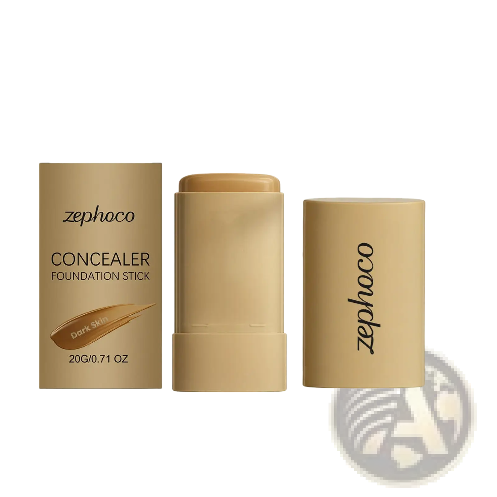 Foundation stick Zephoco natural concealing makeup in sleek beige case designed for dark skin tones