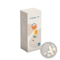 A beige cardboard box featuring a fox-shaped baby accordion musical toy illustration