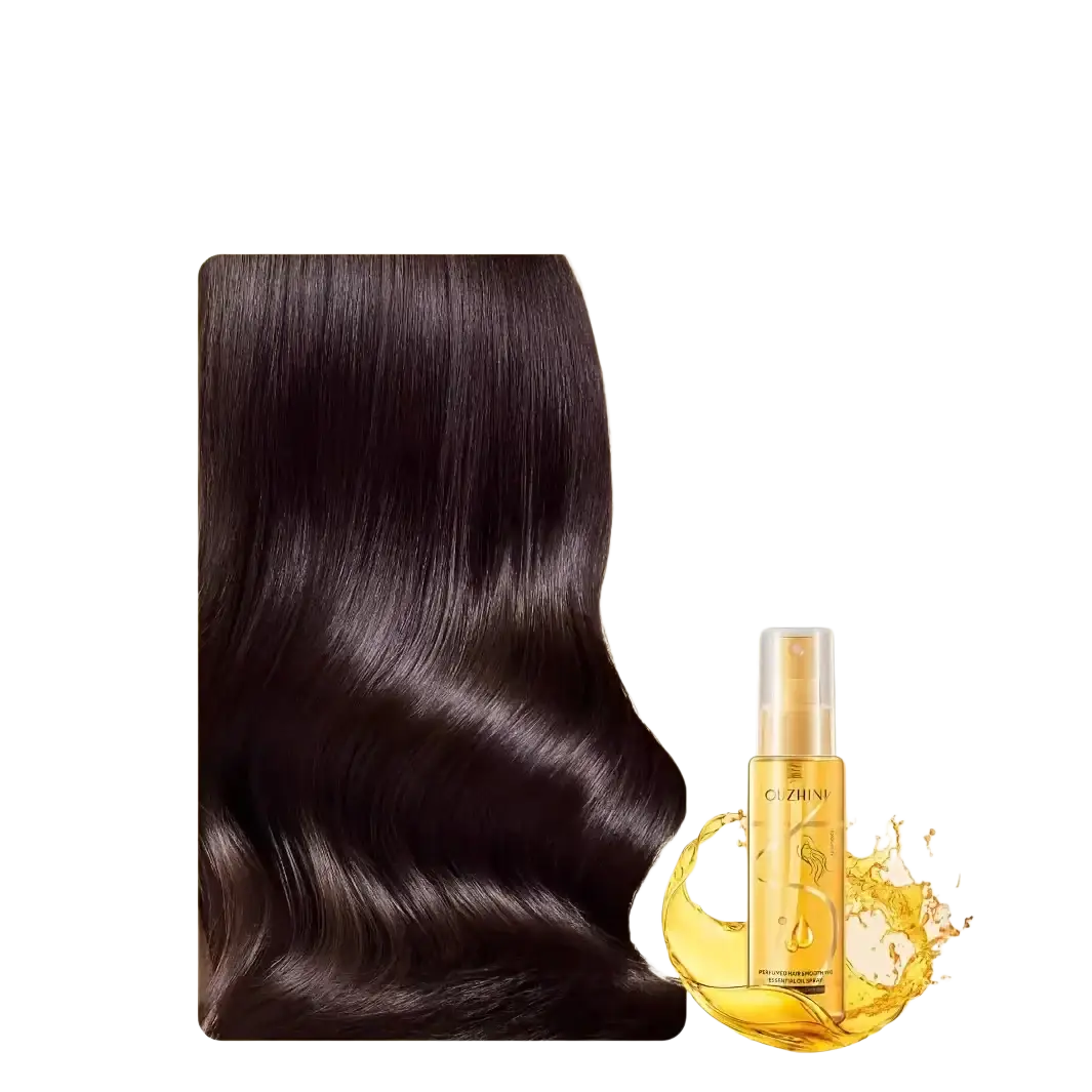 Golden qizhin fragrance hair care essential oil spray bottle with clear cap and sleek design for hair care essential use