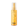 Golden transparent bottle of ouzhini fragrance hair care essential oil spray with gold-tone nozzle and elegant design 100ml
