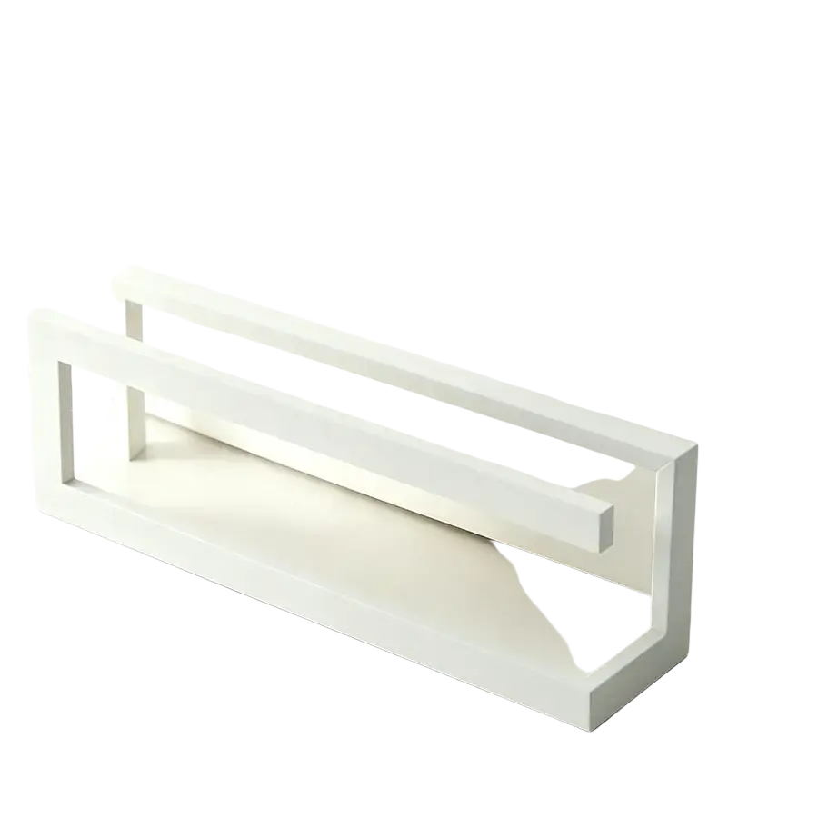 Freestanding metal shoe rack with minimalist white rectangular shelf featuring clean lines and sleek modern design