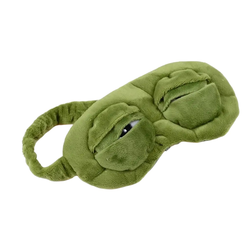 Olive green plush frog sleep mask with embroidered eyes finished goods for comfortable sleep use