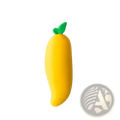 Yellow mango-shaped silicone keychain with green leaf top from fruit pencil erasers cute student stationery set