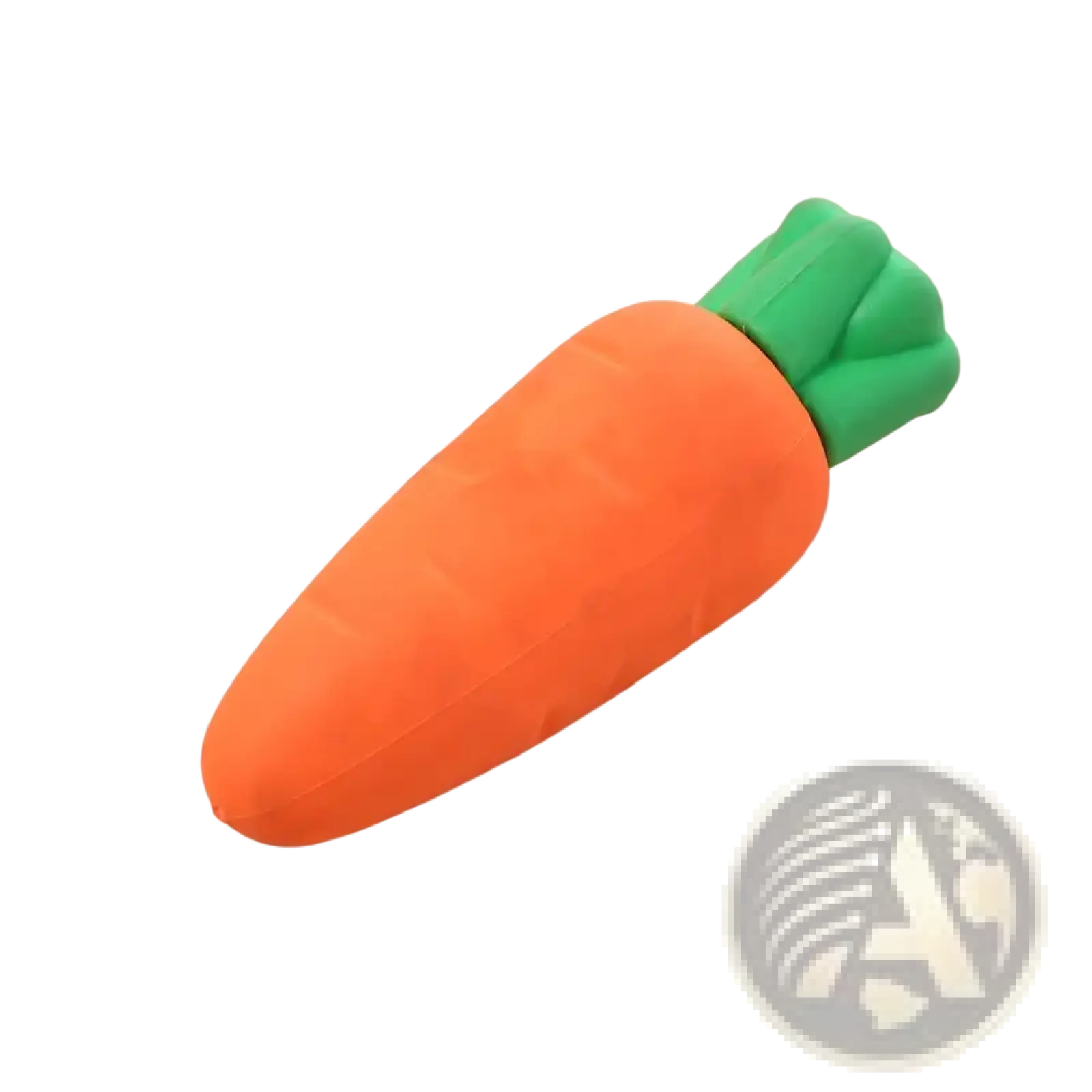 Orange plush carrot-shaped eraser with green leafy top from Fruit Pencil Erasers cute student stationery set