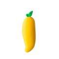 Yellow mango-shaped silicone keychain with green leaf top from fruit pencil erasers cute student stationery set