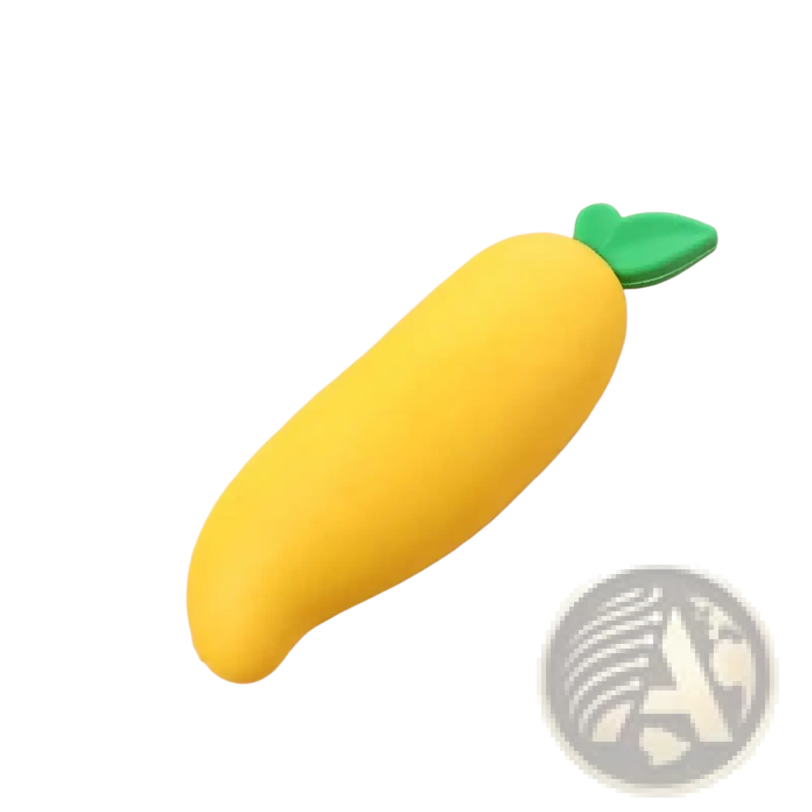 Yellow mango-shaped silicone pencil case with green heart-shaped leaf top from fruit pencil erasers cute student set