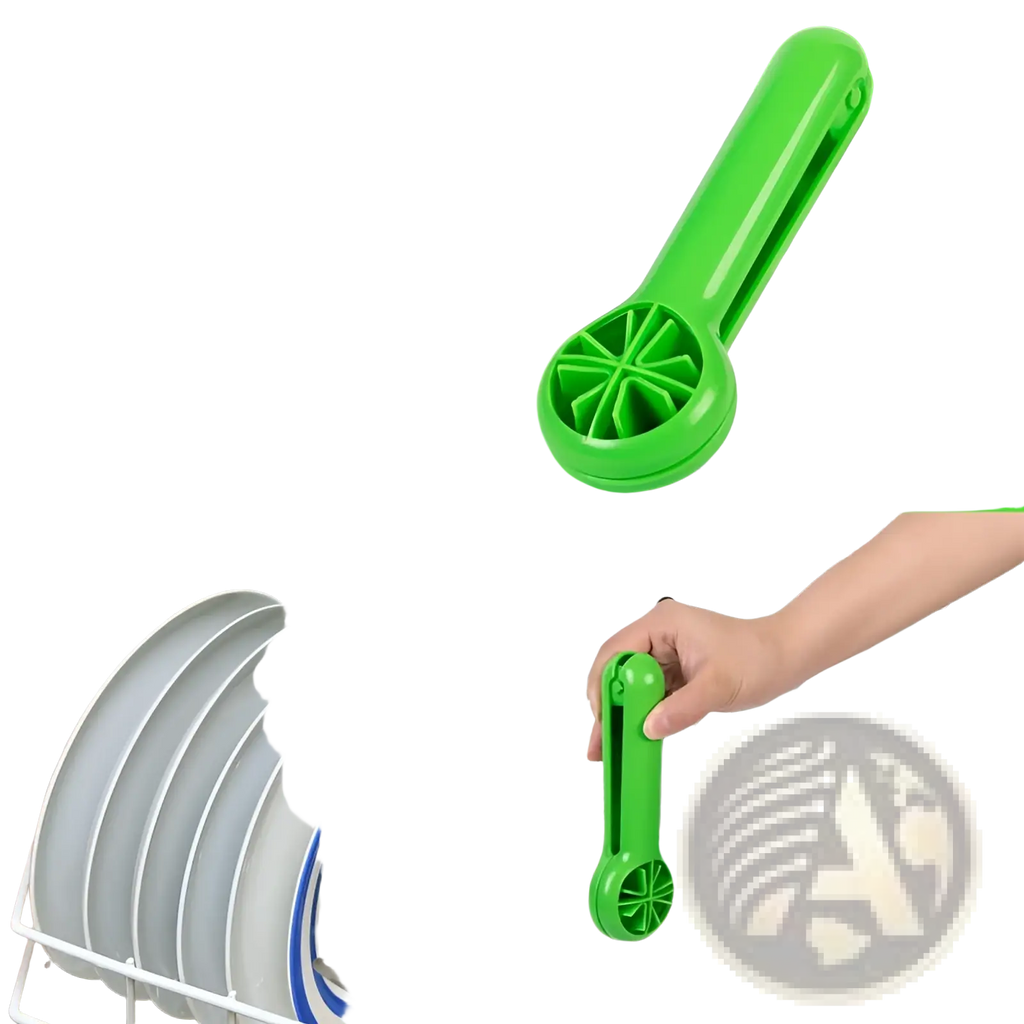 Bright green compact abs plastic citrus juicer with ridged base for efficient squeezing in fruit slicer and juicer set