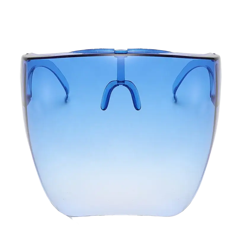 Full face safety glasses protective face shield mask with blue gradient curved design and transparent frame for protection glasses