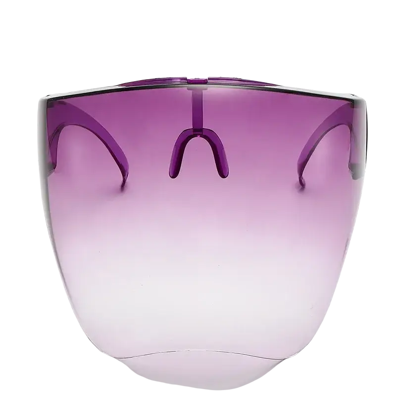 Full face safety glasses protective face shield mask with purple gradient lenses and transparent frame for protection glasses