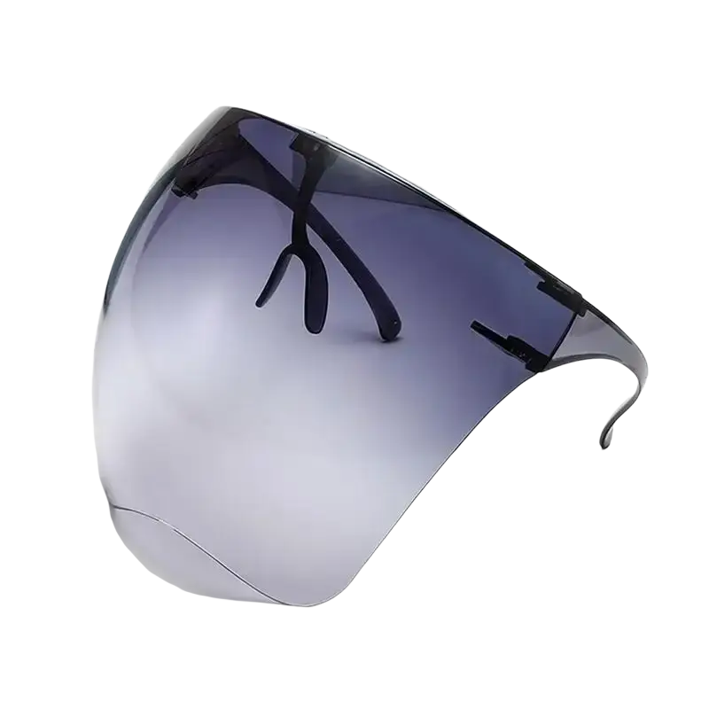 Full face safety glasses protective face shield with a sleek gradient blue-tinted lens and black frame offering advanced protection