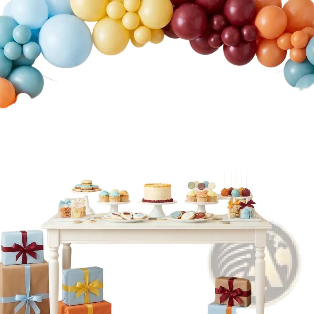 Colorful fun to be one felt birthday banner with party hats and gift box cutouts for first birthday celebration