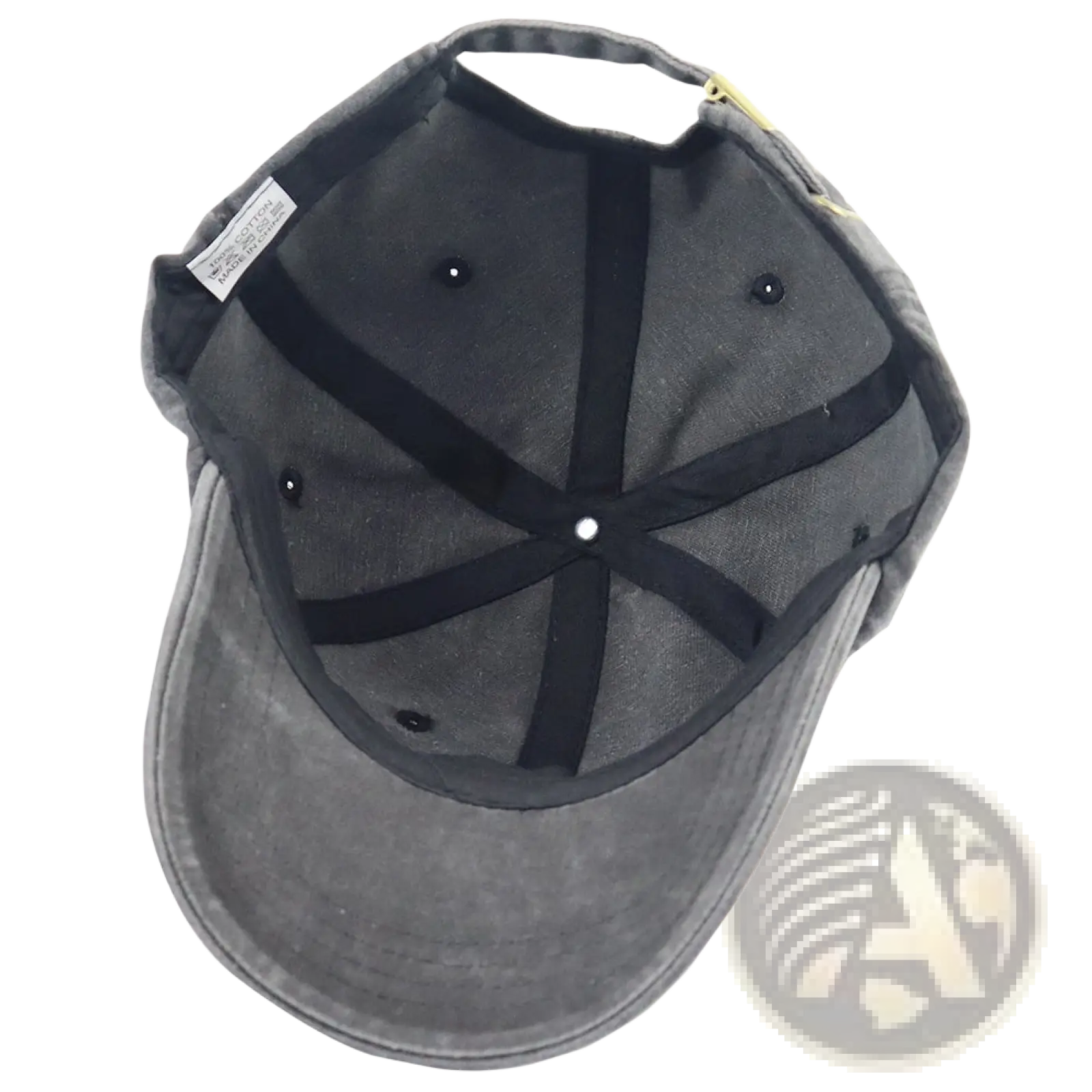 A dark gray textured fabric baseball cap with funny bad decisions embroidery black adjustable straps and white button