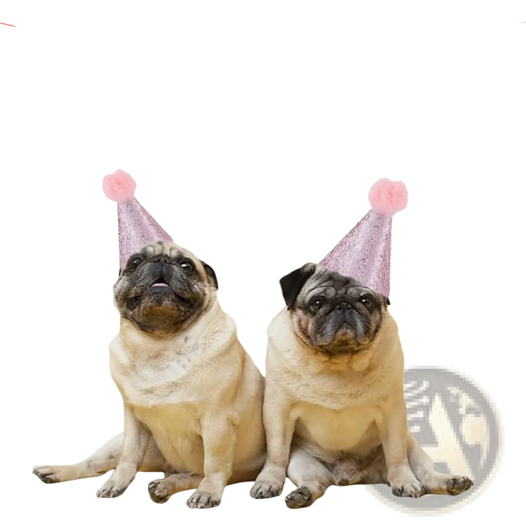Pink glittery funny dog birthday banner with paw print cutouts for motherpuppers paw party decor