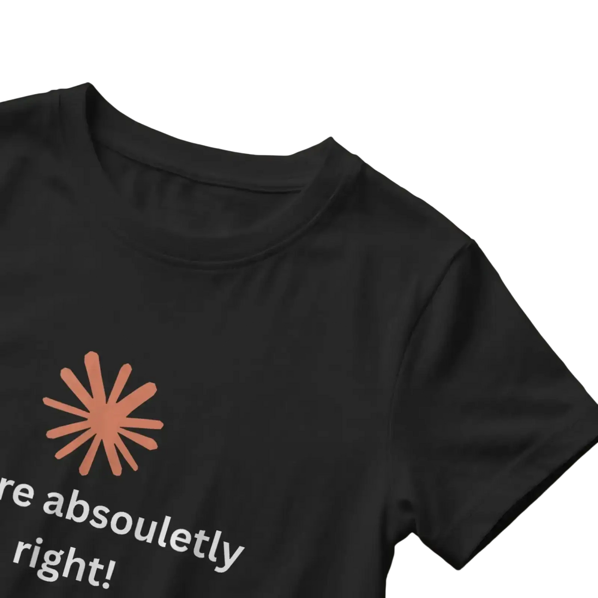 Black cotton t-shirt for men with a peach starburst and funny quote text are absolutely right for casual wear