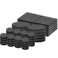 Black rubber furniture pads floor protectors 52 pack with assorted sizes textured surface and reinforced edges
