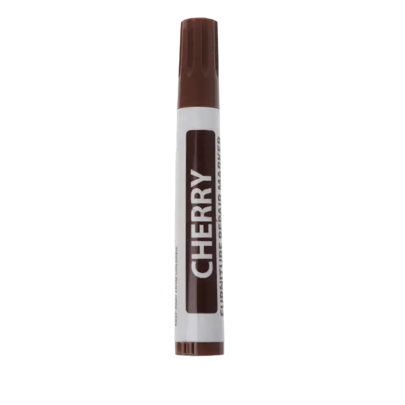 Brown cherrylite furniture repair marker with white barrel and textured cap for wax sticks touch ups