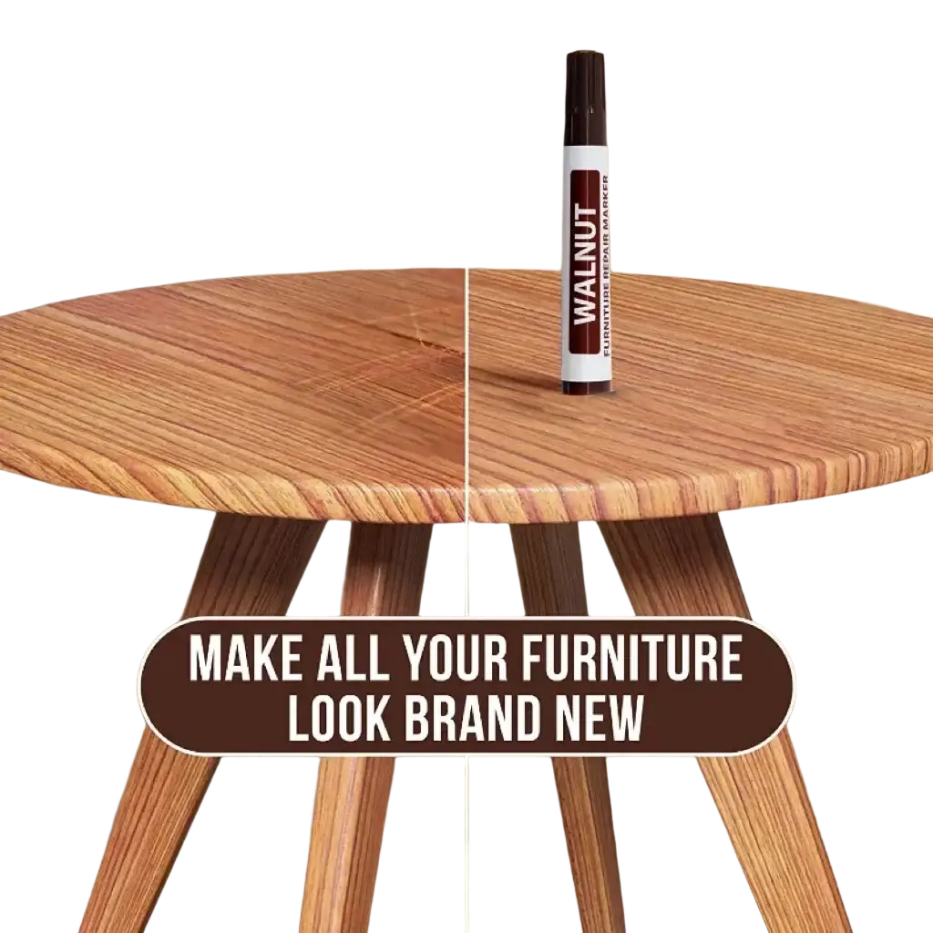 Walnut furniture restoration marker with black cap and white body in bulk pack for wood surface touch up