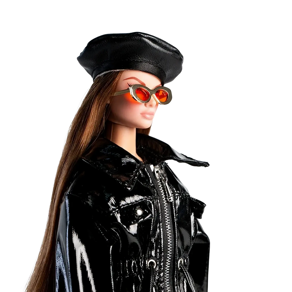 Black beret with a matte finish for futuristic retro doll outfit designed for 30cm 1/6 models