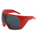 Futuristic shield sunglasses for men with vibrant red plastic frames and dark gray uv400 wraparound lenses