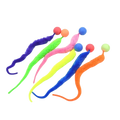 Brightly colored fuzzy pipe cleaner worm cat toy with bouncy balls made of soft material for pet play
