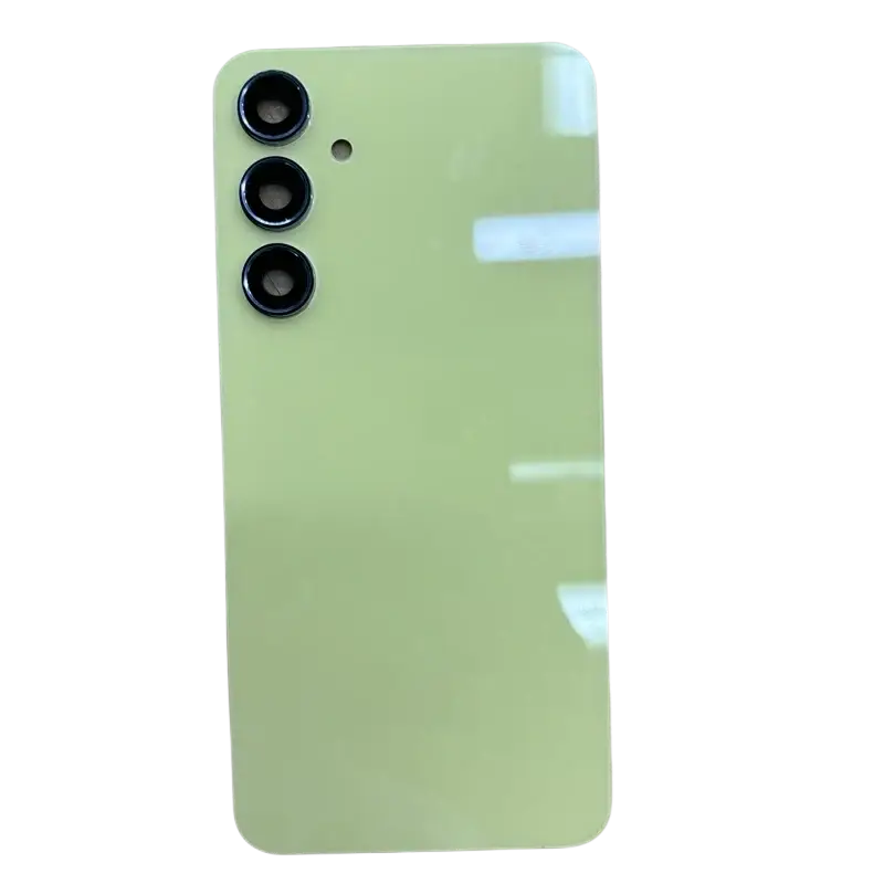 Galaxy a55 5g glass back cover housing replacement showing lime green matte finish with vertical triple-camera array