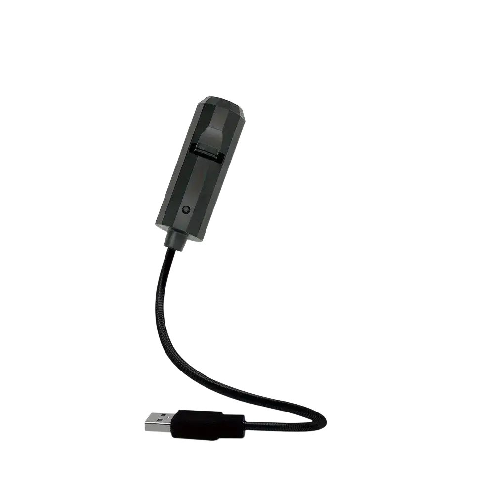 Black usb-powered led flashlight with flexible cord and compact rectangular head for galaxy projector led night light use