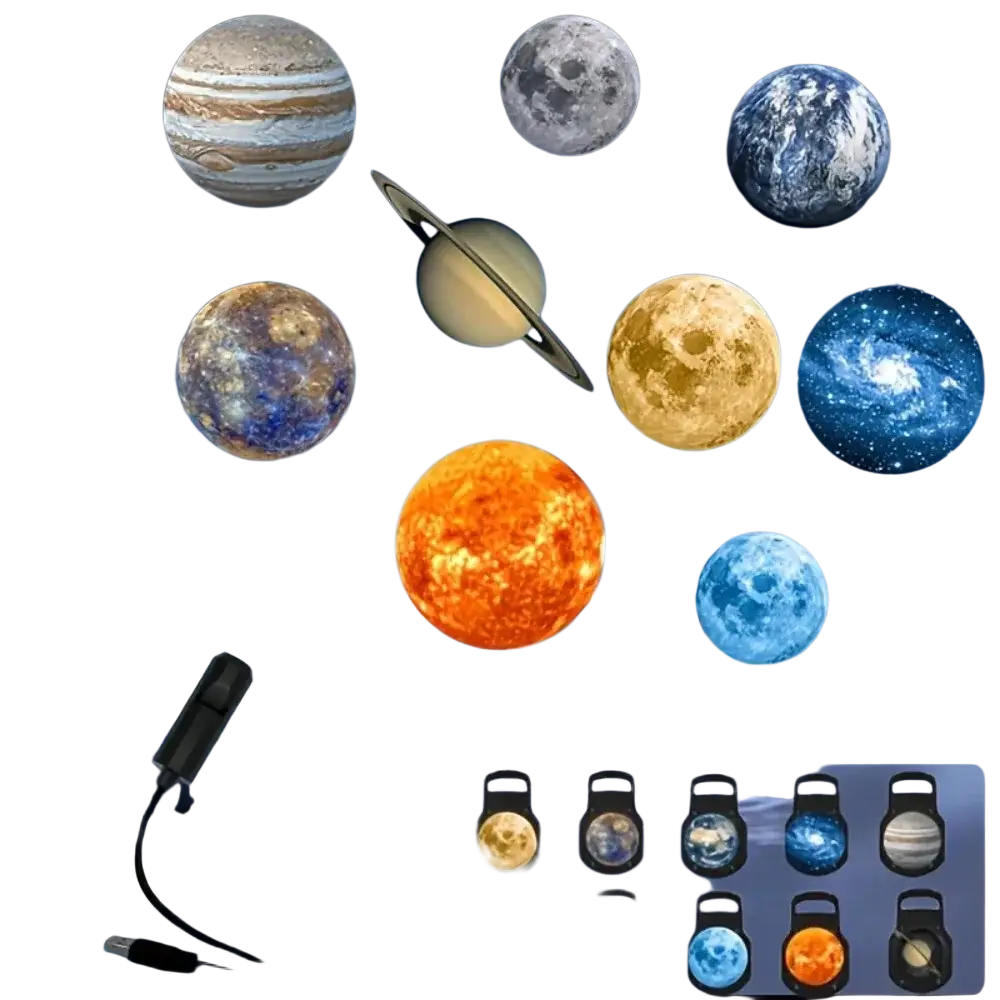 Galaxy projector led night light solar-powered projecting vivid detailed planets and sun image on wall