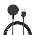 Black circular magnetic wireless charger with usb-c connector for galaxy watch charging use