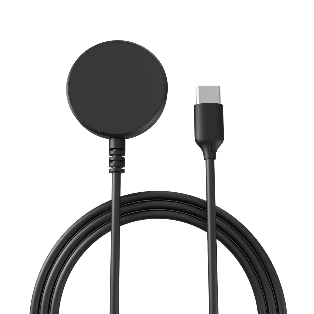 Black circular galaxy watch magnetic wireless charger with usb-c cable for efficient charging