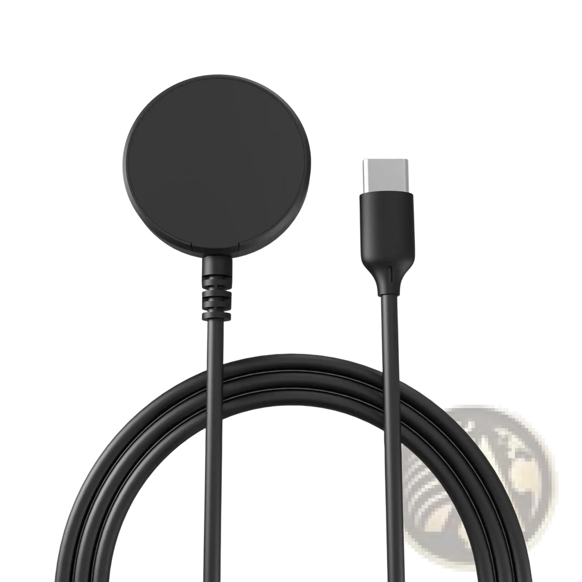 Black circular galaxy watch magnetic wireless charger with usb-c cable for efficient charging