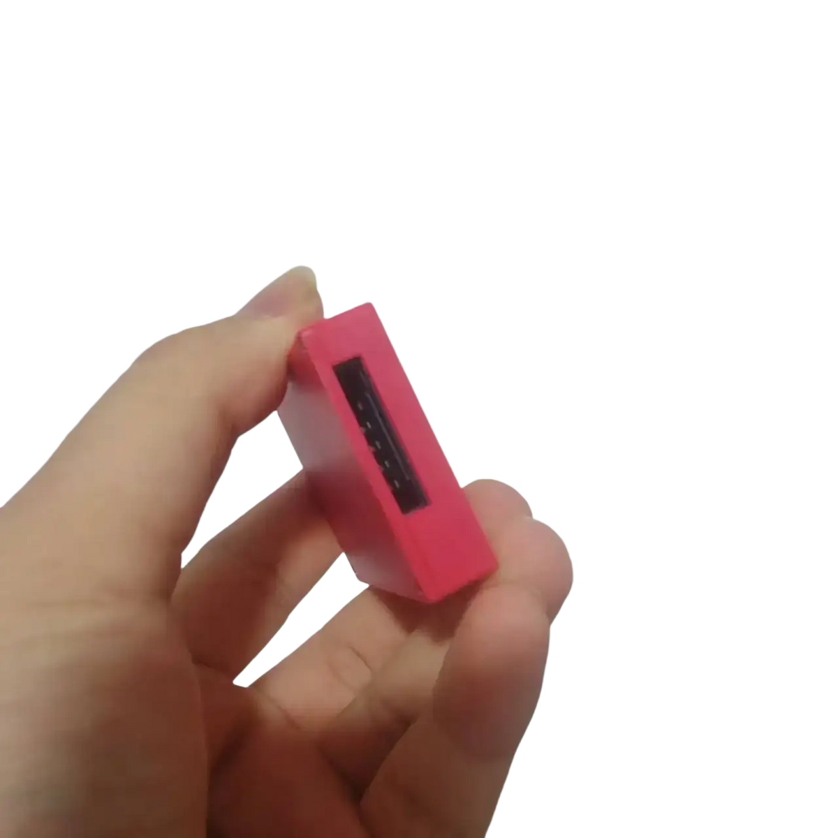 A compact bright pink plastic usb adapter with a black port for game card storage box v2 accessory case