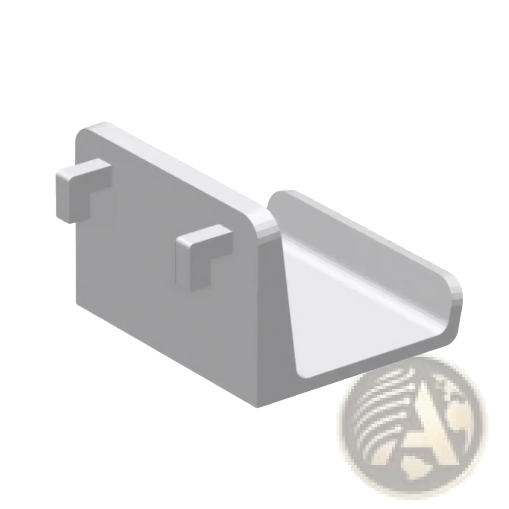 Gray plastic game controller pegboard mount holder bracket with two mounting tabs and u-shaped support shown from back