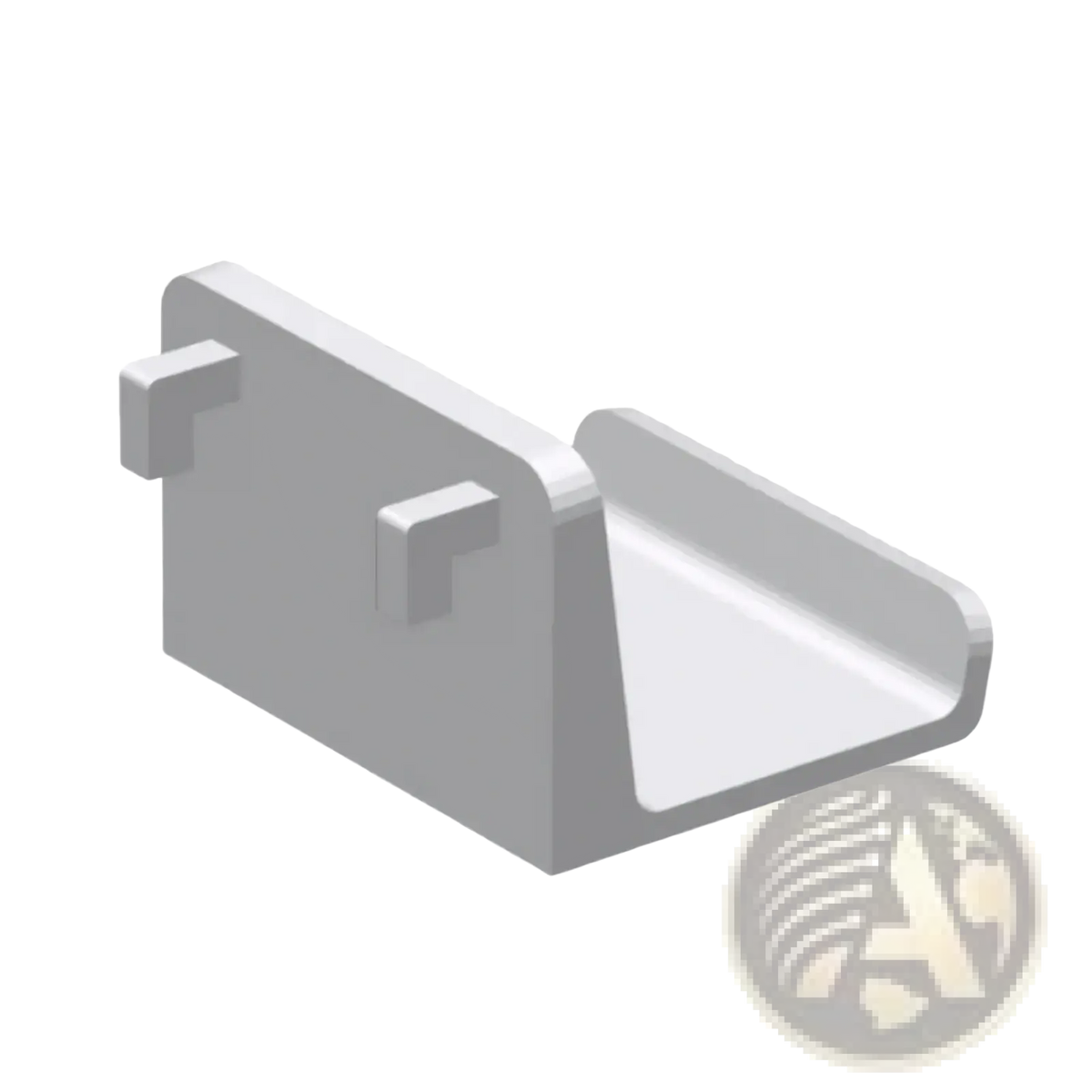 Gray plastic game controller pegboard mount holder bracket with two mounting tabs and u-shaped support shown from back