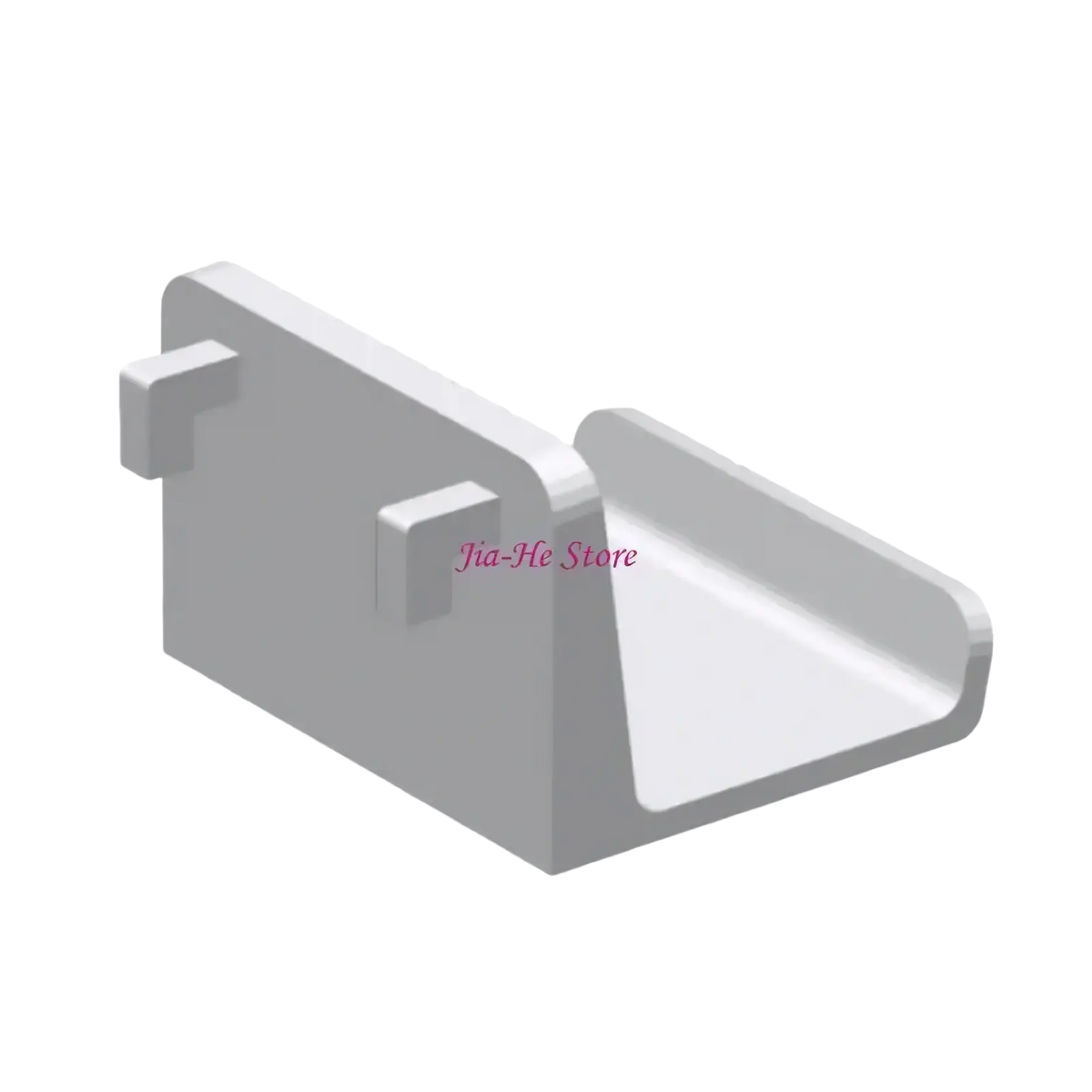 Gray plastic u-shaped game controller pegboard mount holder bracket showing back with two protruding tabs for attachment