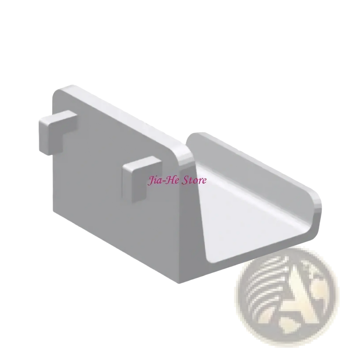 Gray plastic u-shaped game controller pegboard mount holder bracket showing back with two protruding tabs for attachment