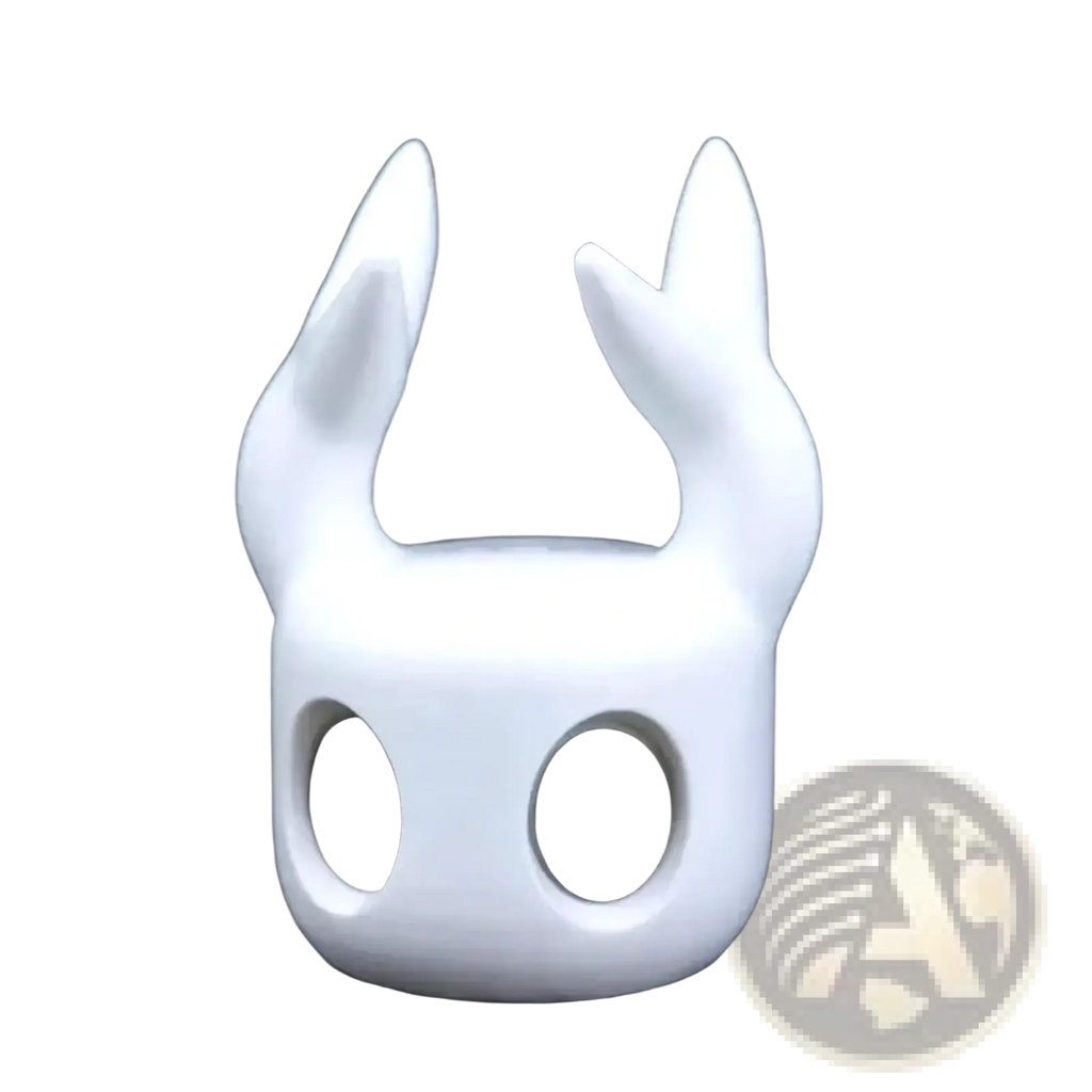 White smooth ceramic game controller stand with stylized creature design and large black eye holes for desktop display