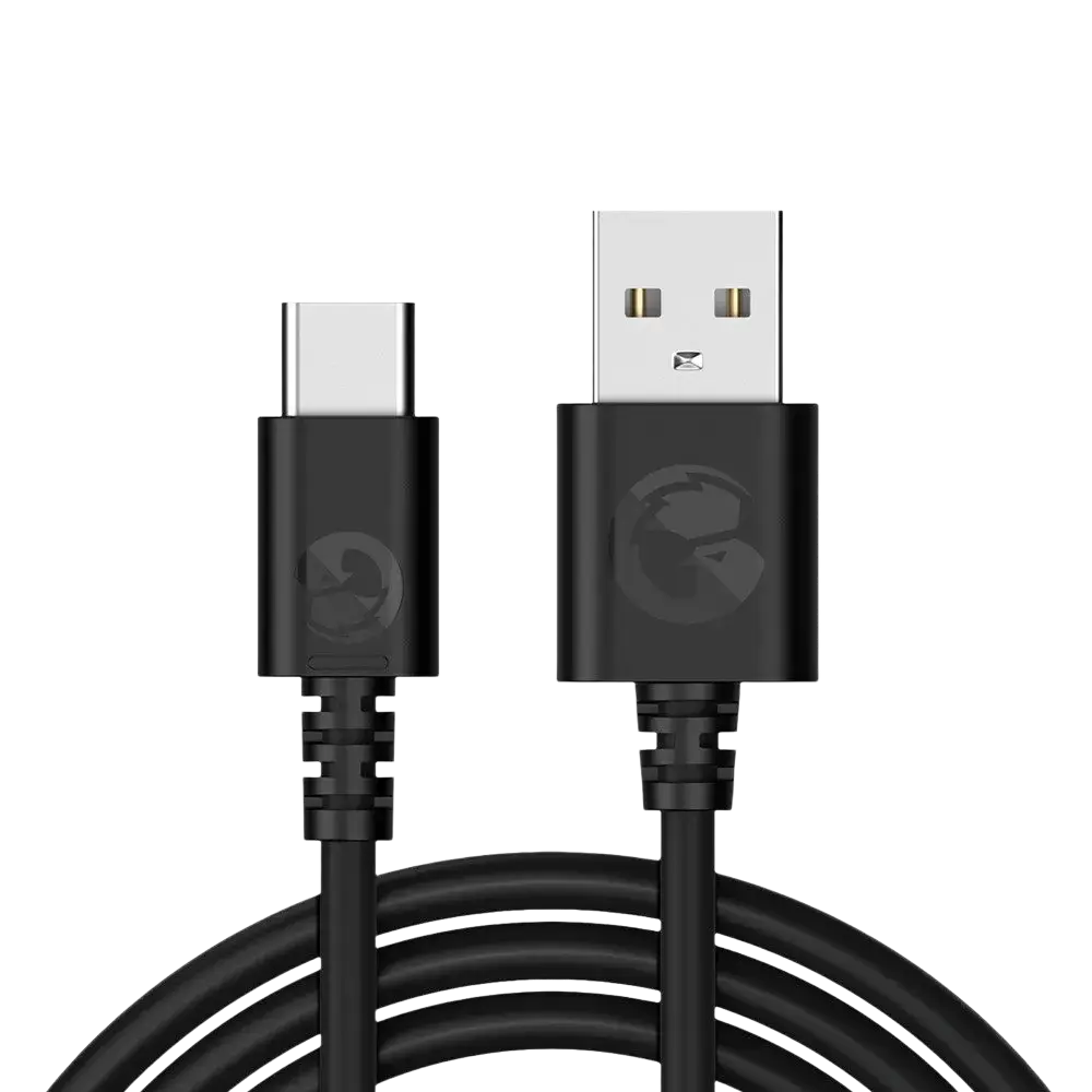 Black usb-c to usb-a charging cable 5.9ft with molded connectors and subtle logo for Gamesir G7 Magnetic Faceplate kit