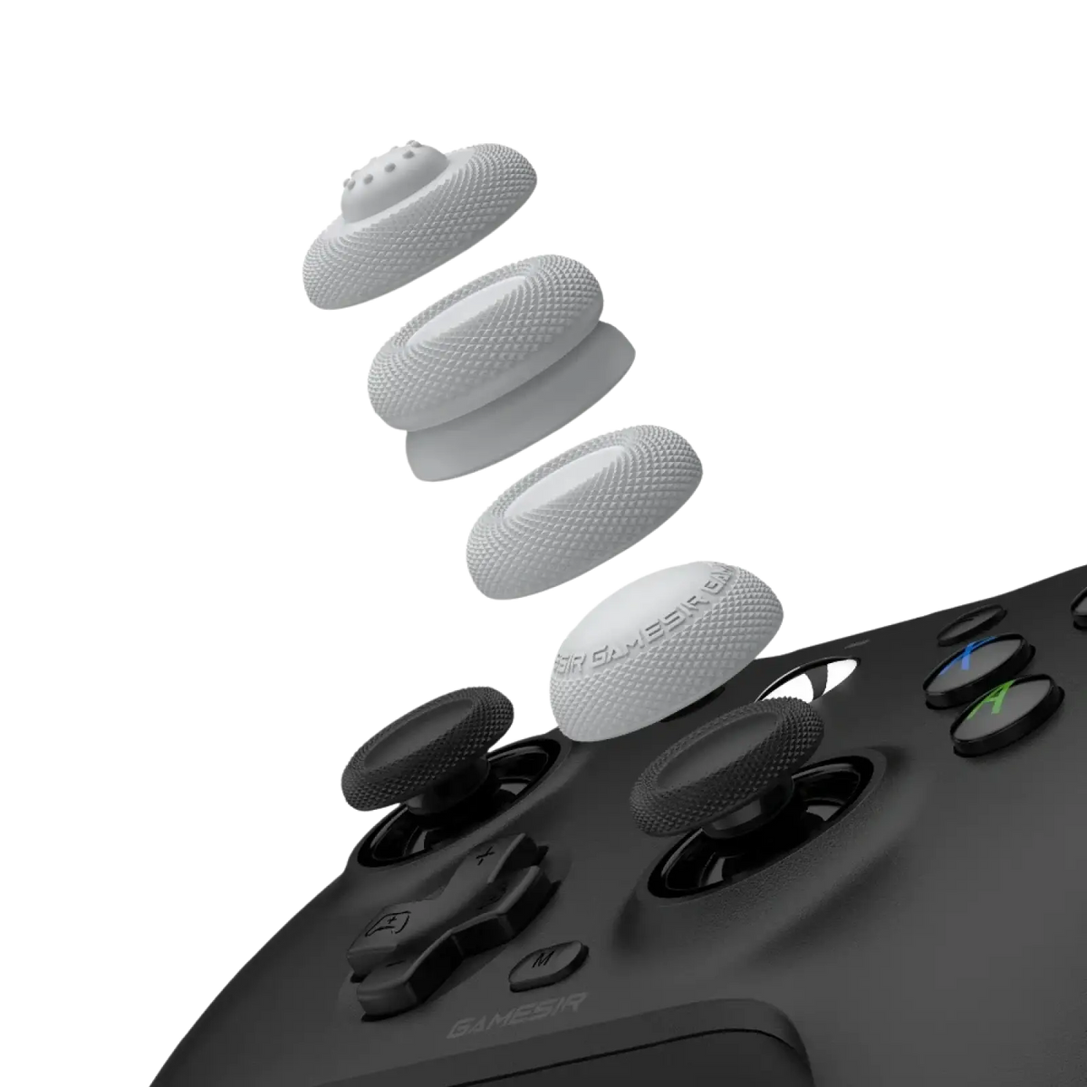 White textured grip caps for black gamesir g7 magnetic faceplate controller accessories kit