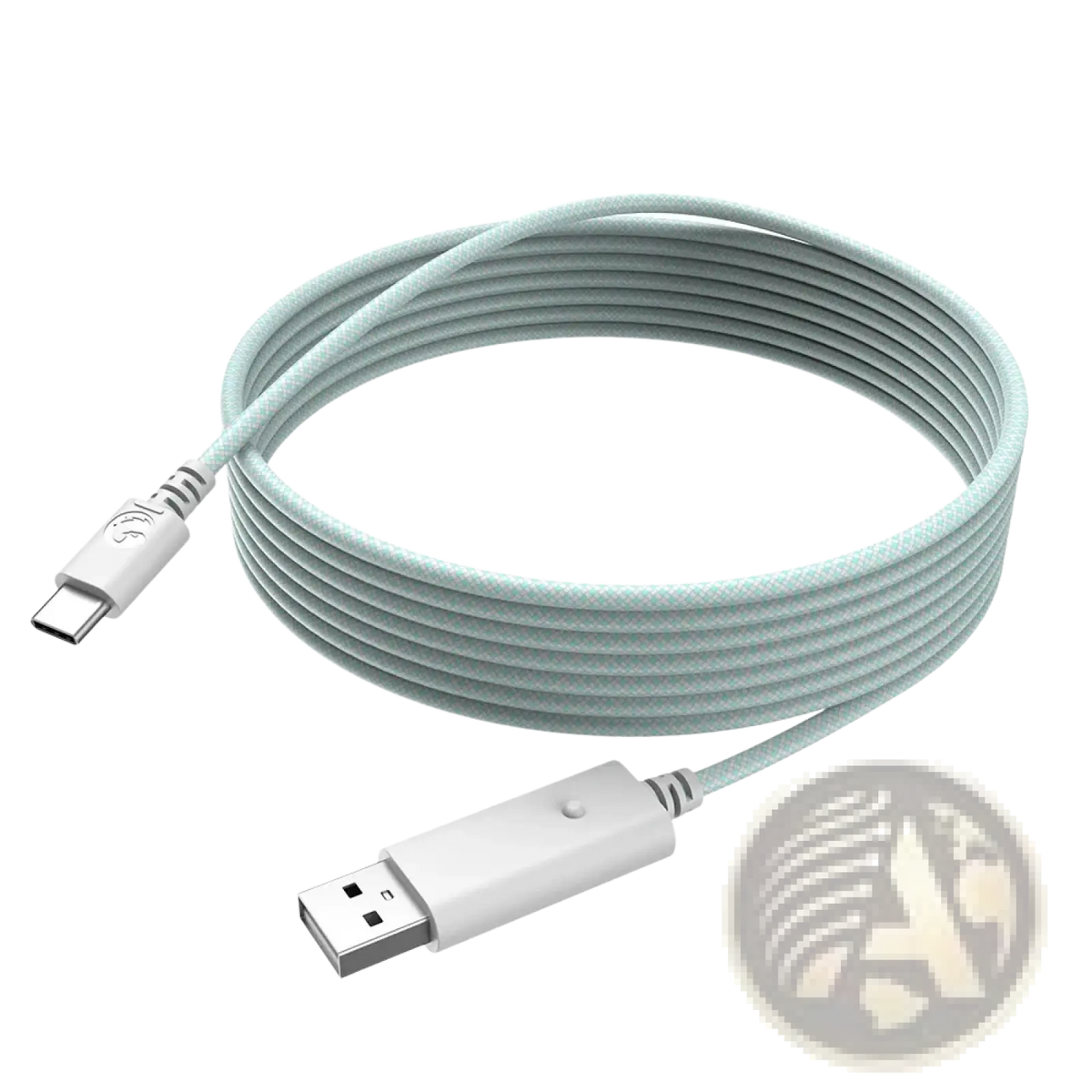 A light mint green braided usb-c to usb-a cable 10ft long included in the Gamesir G7 magnetic faceplate kit