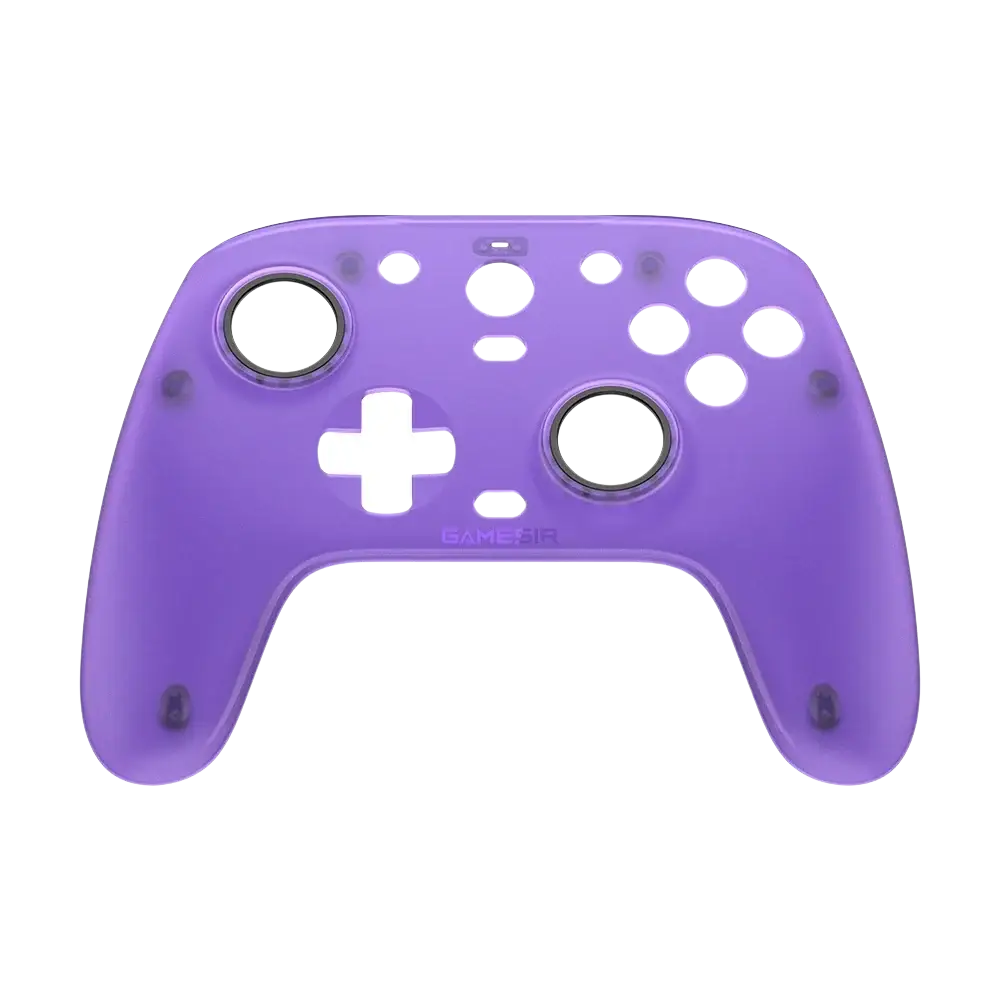 Purple translucent plastic controller shell with button and analog stick cutouts for gamesir g7 magnetic faceplate kit