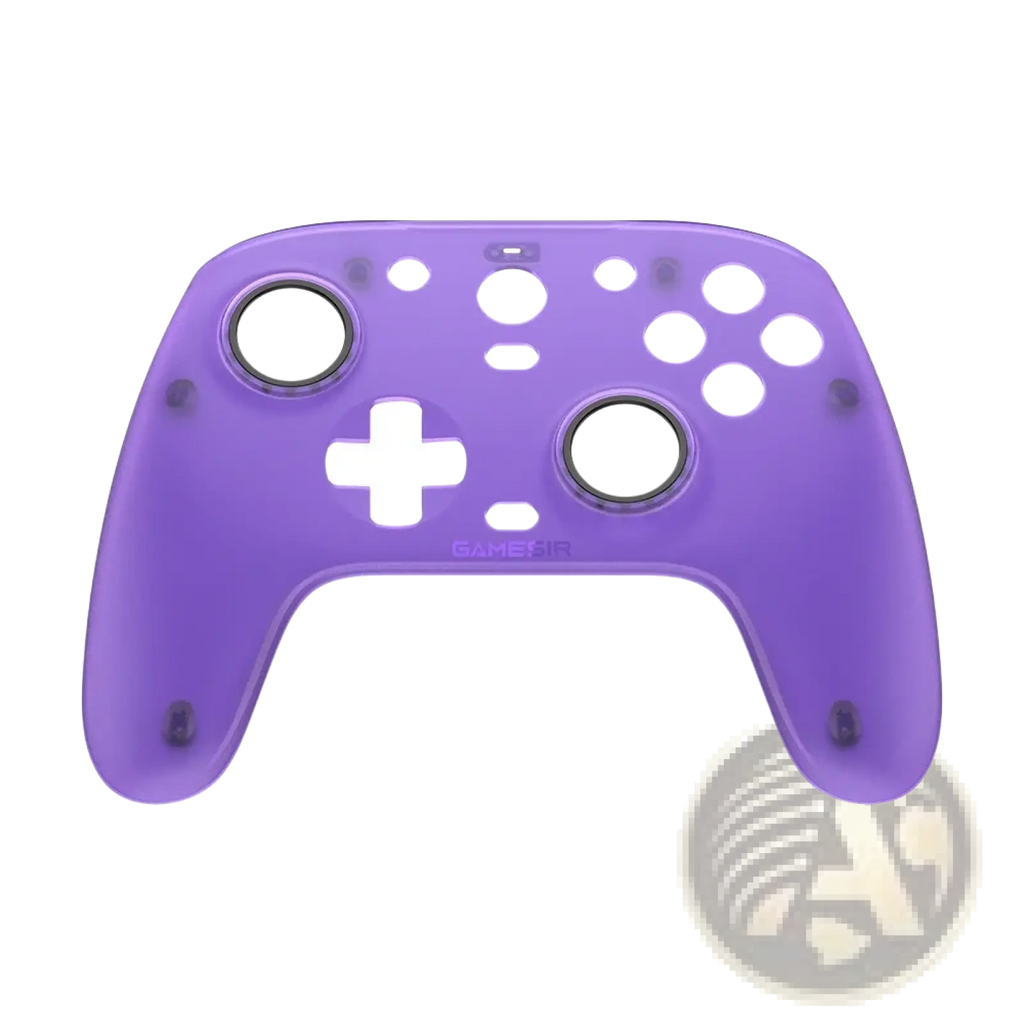 Purple translucent plastic controller shell with button and analog stick cutouts for gamesir g7 magnetic faceplate kit
