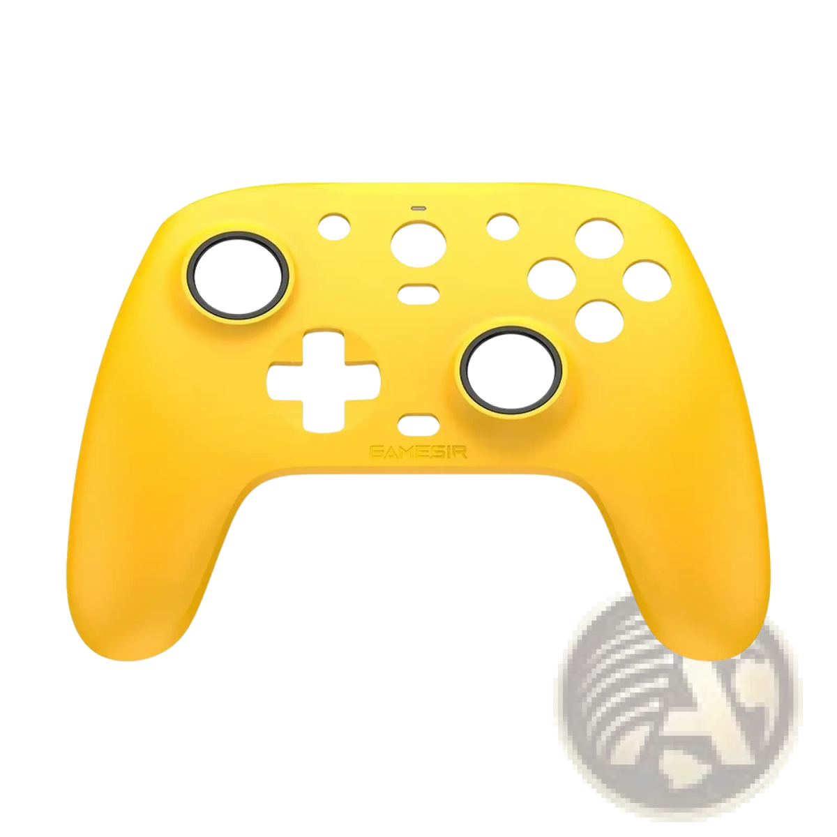 Yellow plastic Gamesir G7 magnetic faceplate with black analog stick accents and embossed Gamesir logo on front side