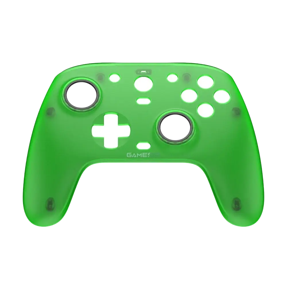 Transparent green plastic controller shell with circular cutouts for gamesir g7 pro xbox series with anti-friction rings