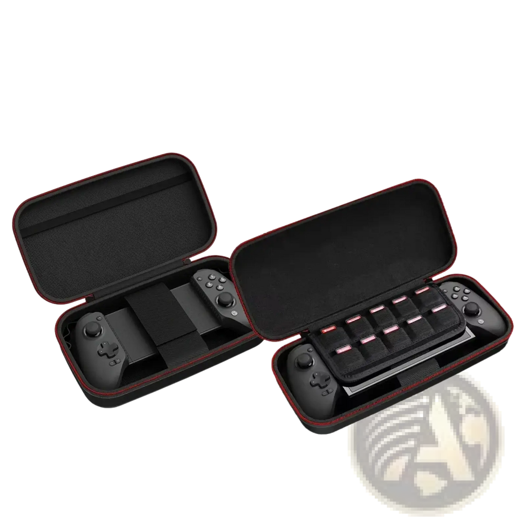 Black and red gamesir g8 plus carrying case with molded interior compartments for protective controller storage and travel