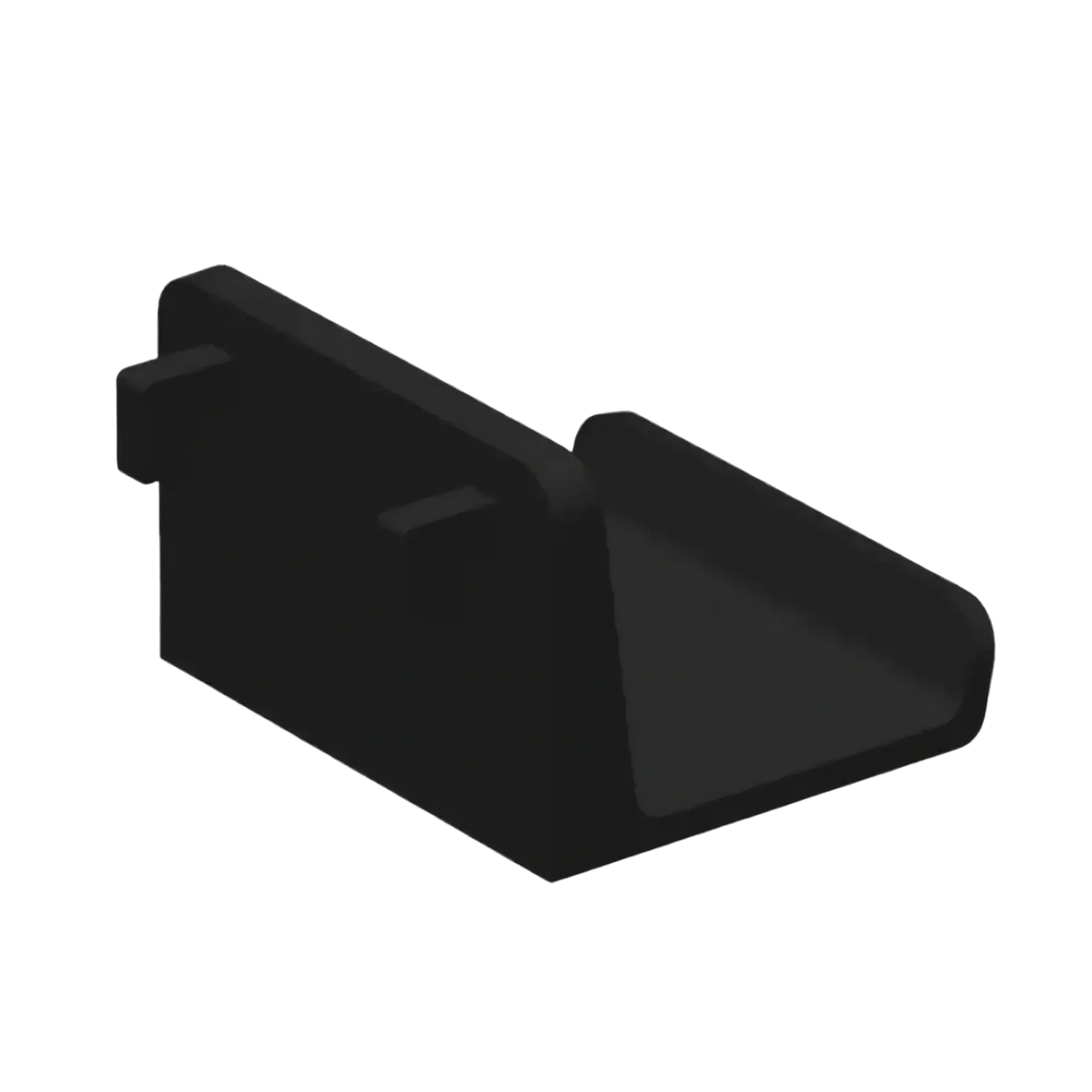 Black plastic game controller pegboard mount holder with sleek minimalist design and rounded edges phone stand
