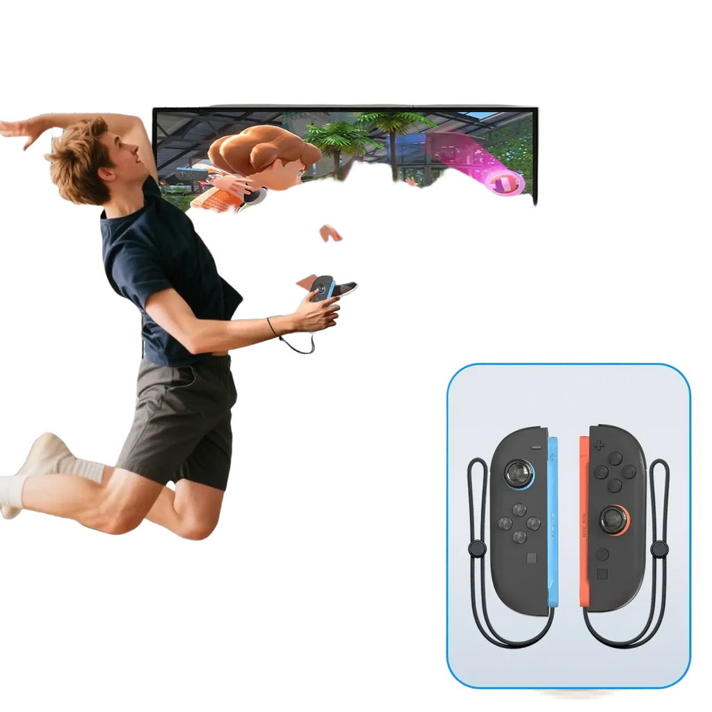 Gaminja Switch 2 joy-con black and blue controllers with wrist straps for enhanced gaming control and sports accessories