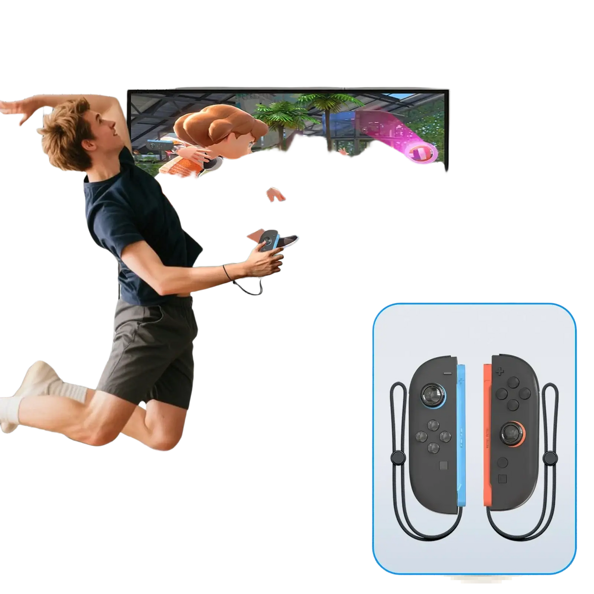 Gaminja Switch 2 joy-con black and blue controllers with wrist straps for enhanced gaming control and sports accessories