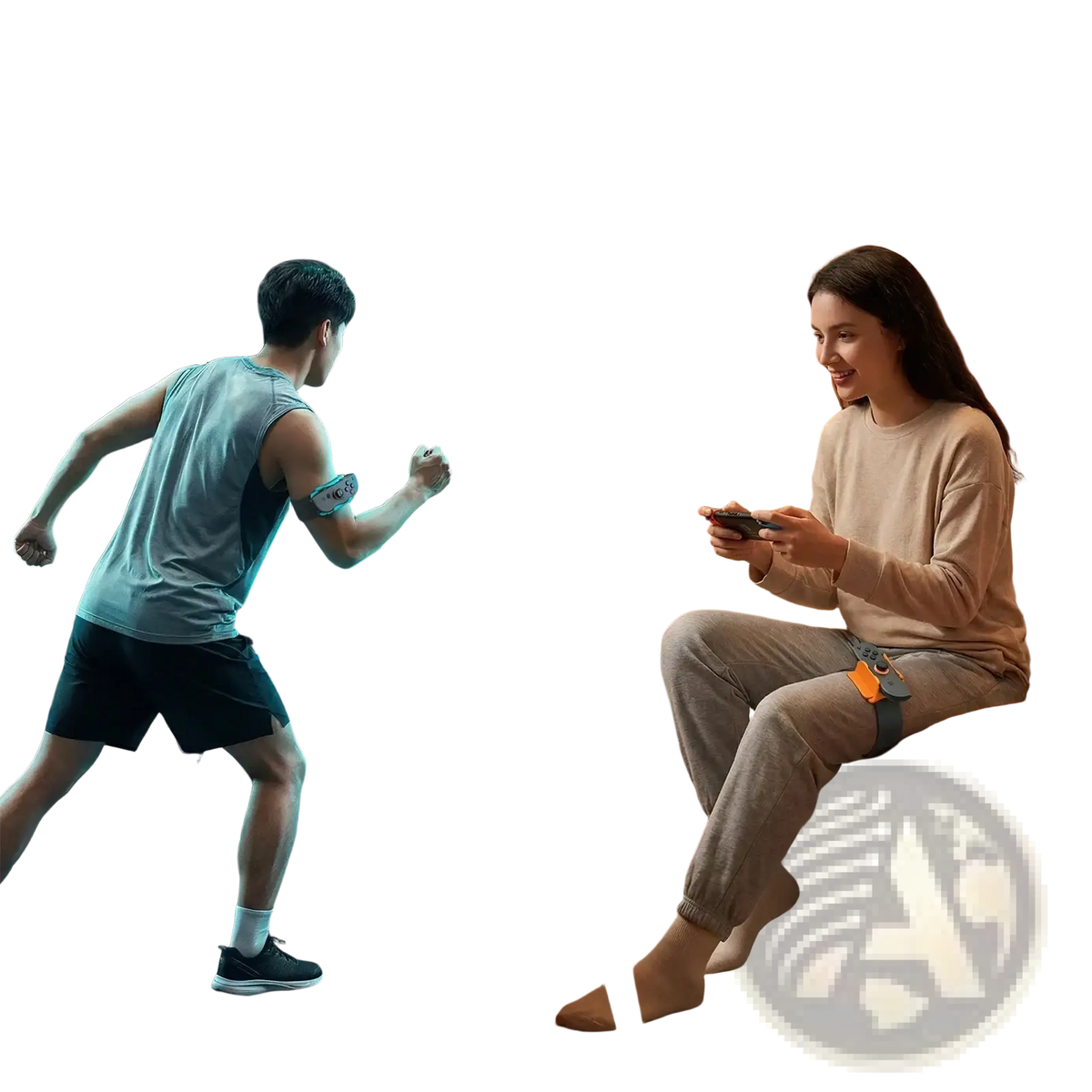 Black and gray motion-sensing gaming wristband with glowing blue led lights for arm use in Gaminja Switch 2 Joy-con 16 in 1 sports accessories