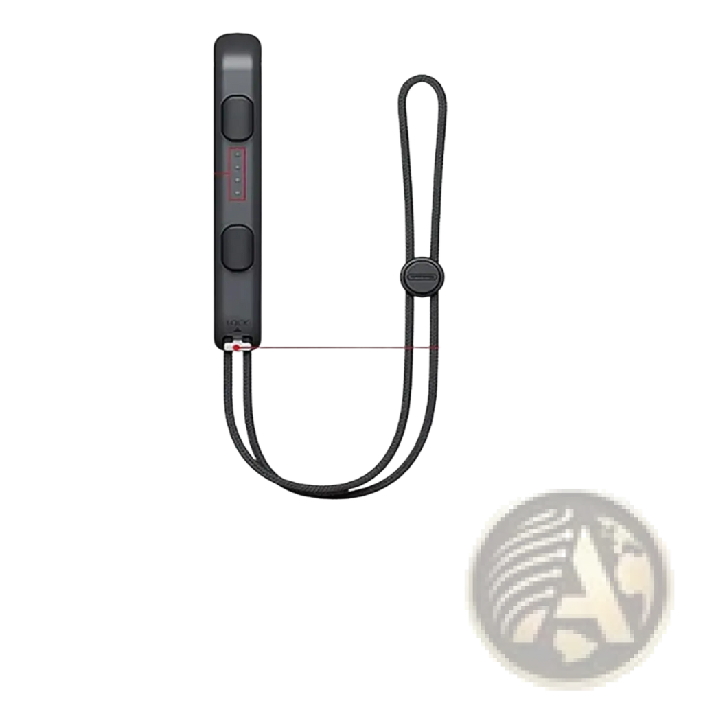 Black textured gaminja switch joy-con wrist strap with integrated player light and slide lock for secure gameplay