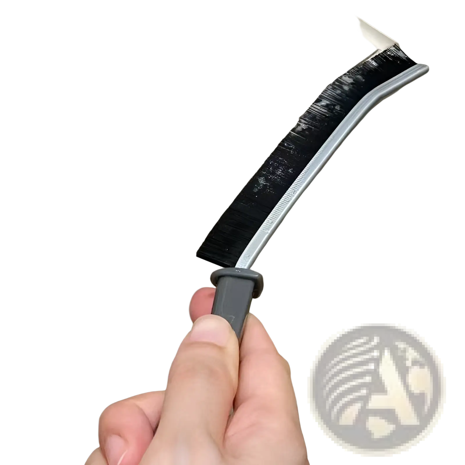 Silver-handled multifunctional long crevice brush with dense black bristles for tile and crevice gap cleaning 5pcs set